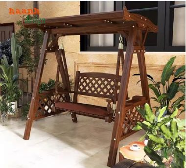 Thưởng thức thư giãn trên xích đu gỗ teak tự nhiên-GNT 009