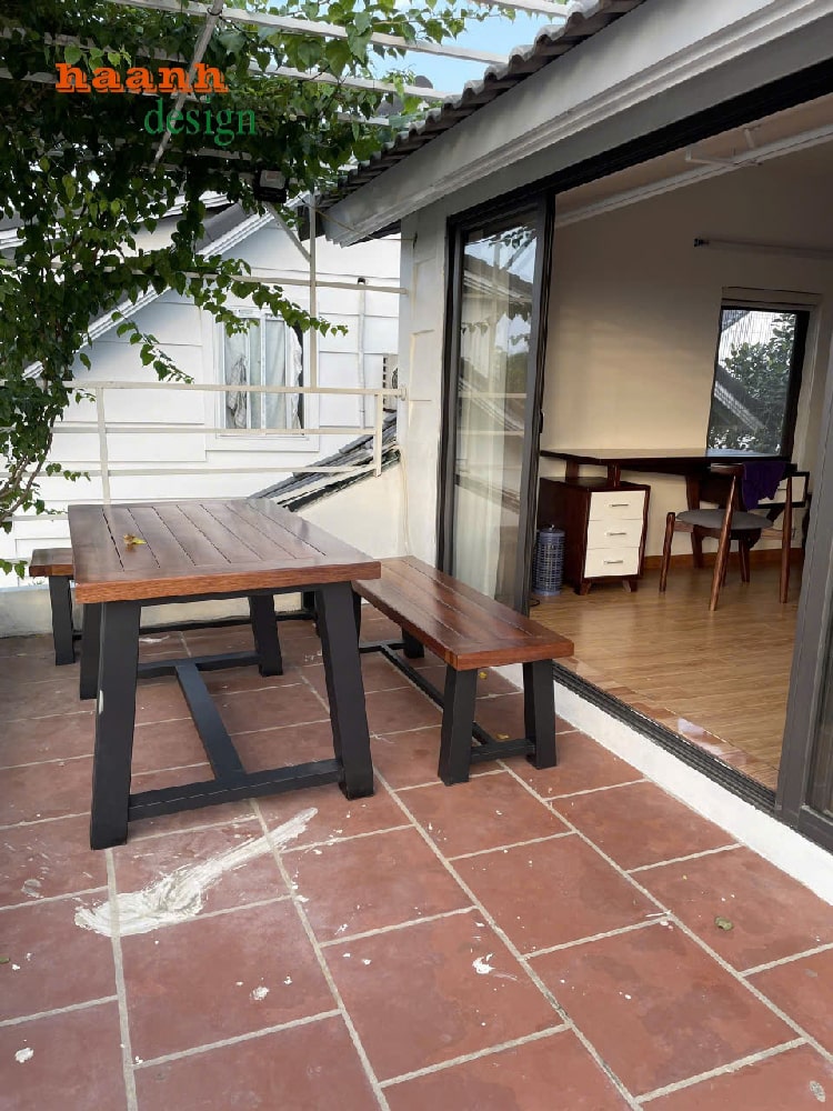 Bàn ghế sắt gỗ teak