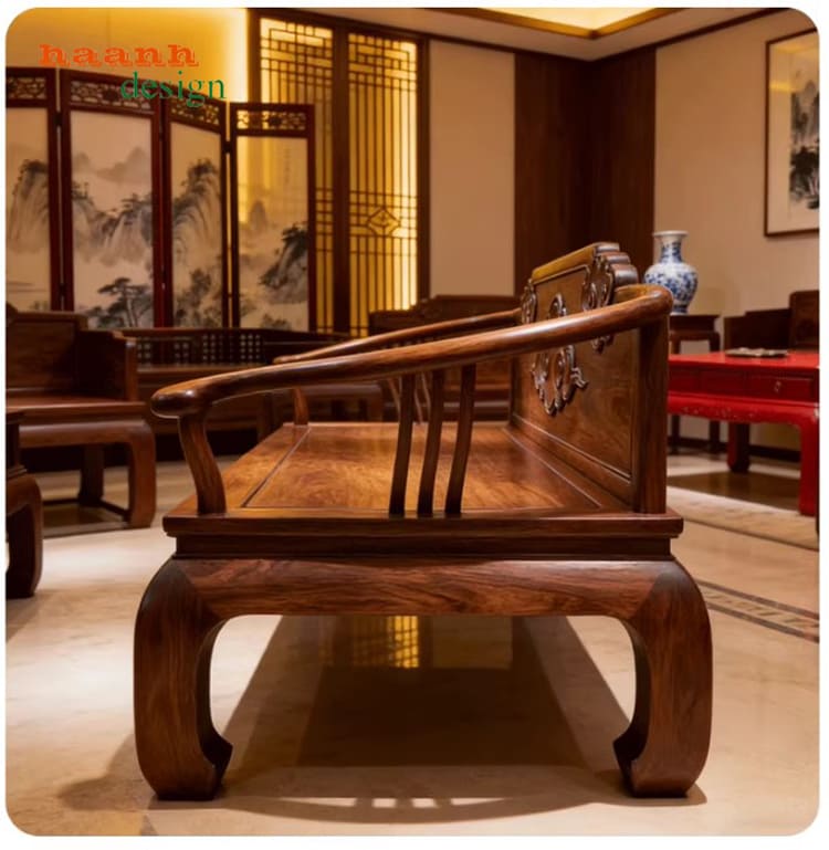 giường la hán gỗ óc chó đẹp phong cách á đông