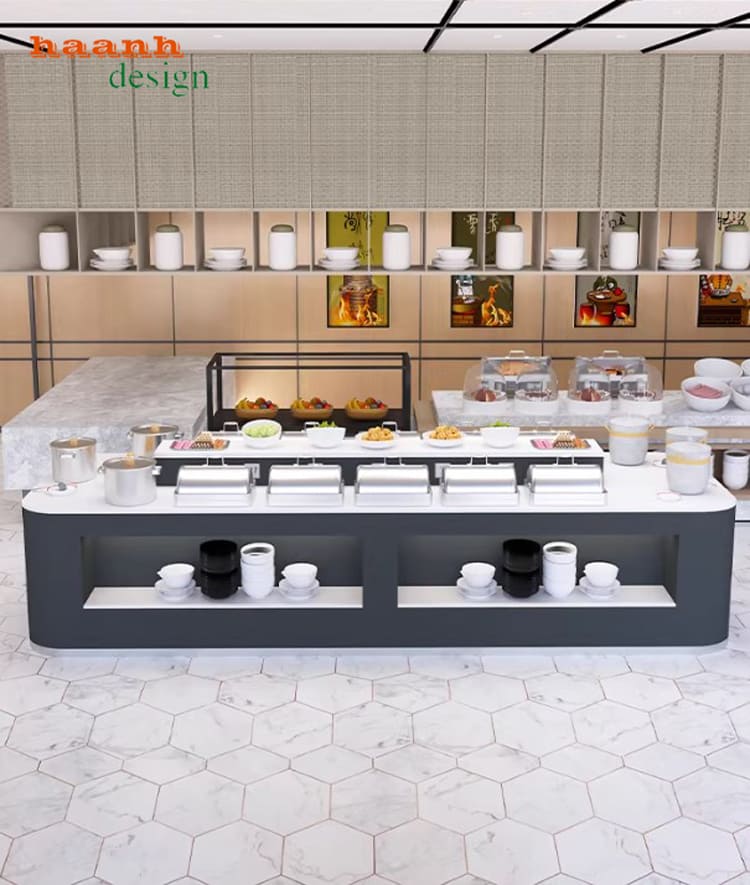 bàn buffet gỗ công nghiệp cao cấp khách sạn