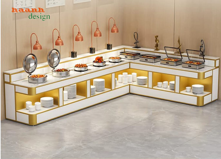 Bàn buffet nhà hàng hiện đại dạng chữ L - BFF 009