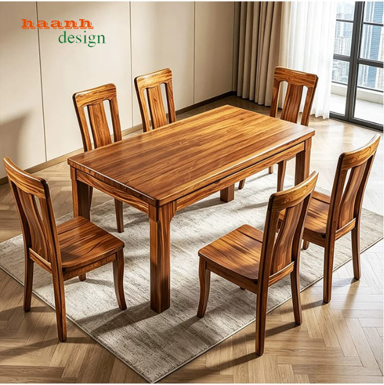 Bàn ghế ăn gỗ tự nhiên 6 ghế thiết kế hiện đại - BGA 014