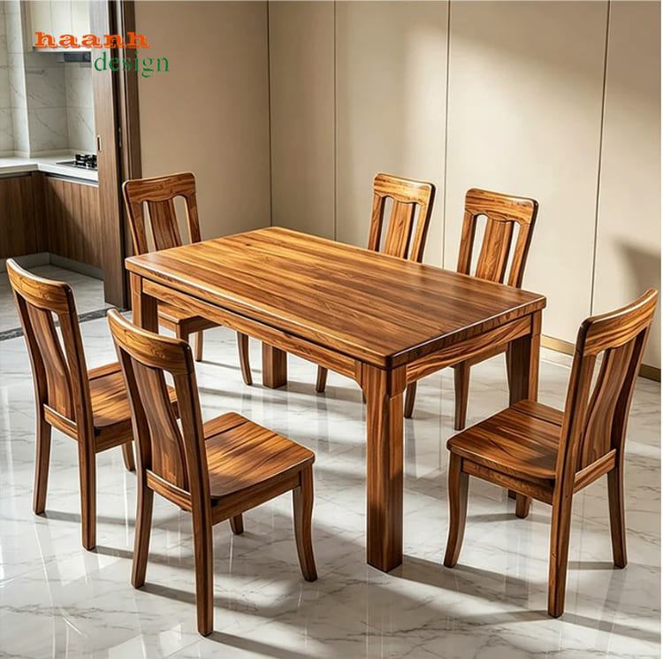 Tông màu bàn ghế ăn BGA 014 Bàn ghế ăn gỗ tự nhiên BGA 014 với tông nâu ấm