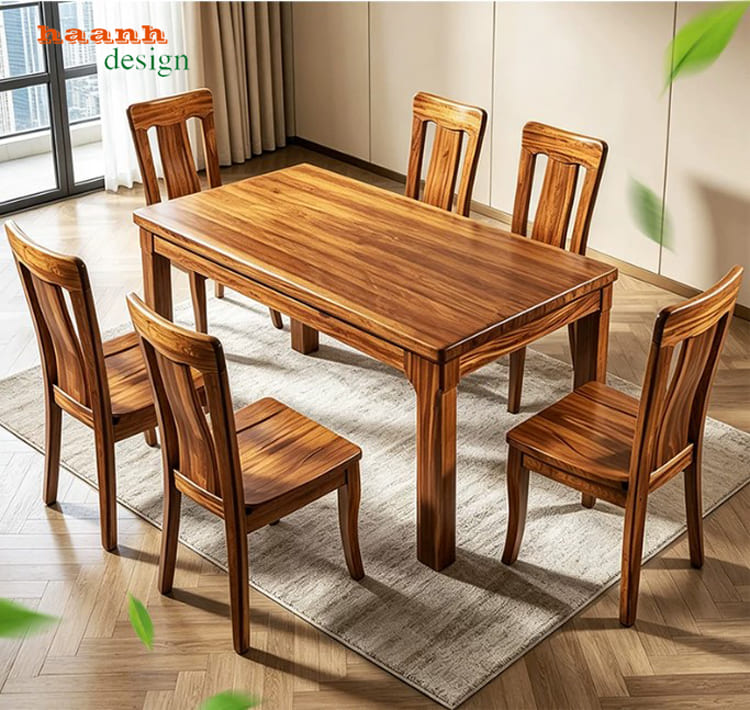 Bộ bàn ăn 6 ghế BGA 014 Bộ bàn ăn BGA 014 gồm bàn chữ nhật và 6 vị trí ghế