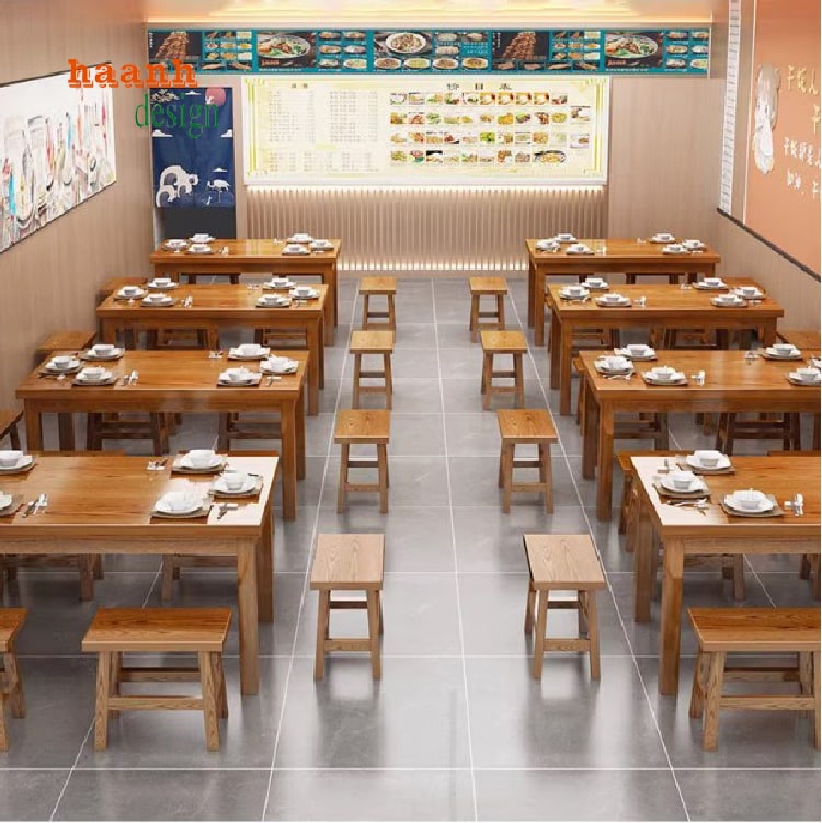 Bàn Ghế Ăn Nhà Hàng Gỗ Sồi Tự Nhiên – Sự Lựa Chọn Hoàn Hảo-BNH 005