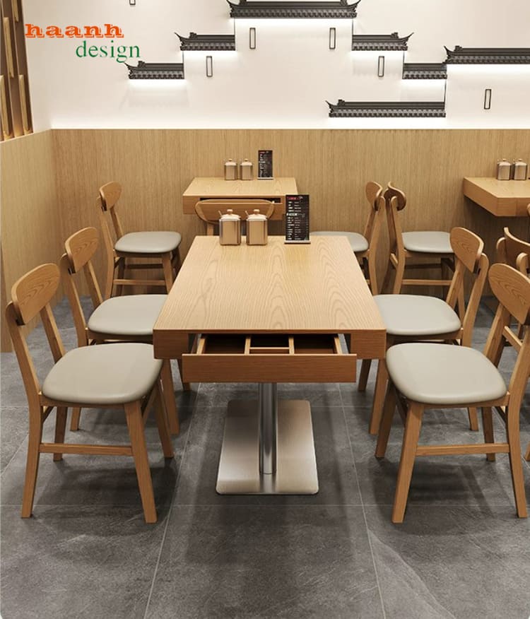 bàn ghế nhà hàng gỗ sồi đẹp