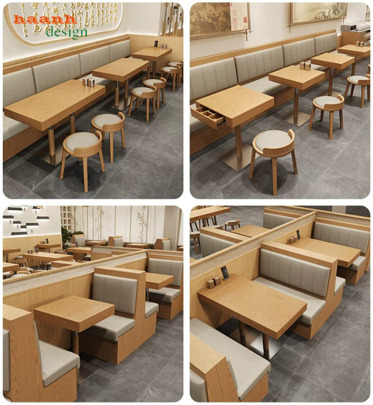 bàn ghế quán ăn đẹp bằng gỗ sồi