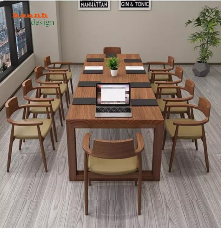 Bàn hội nghị gỗ sồi phủ sơn PU Inchem