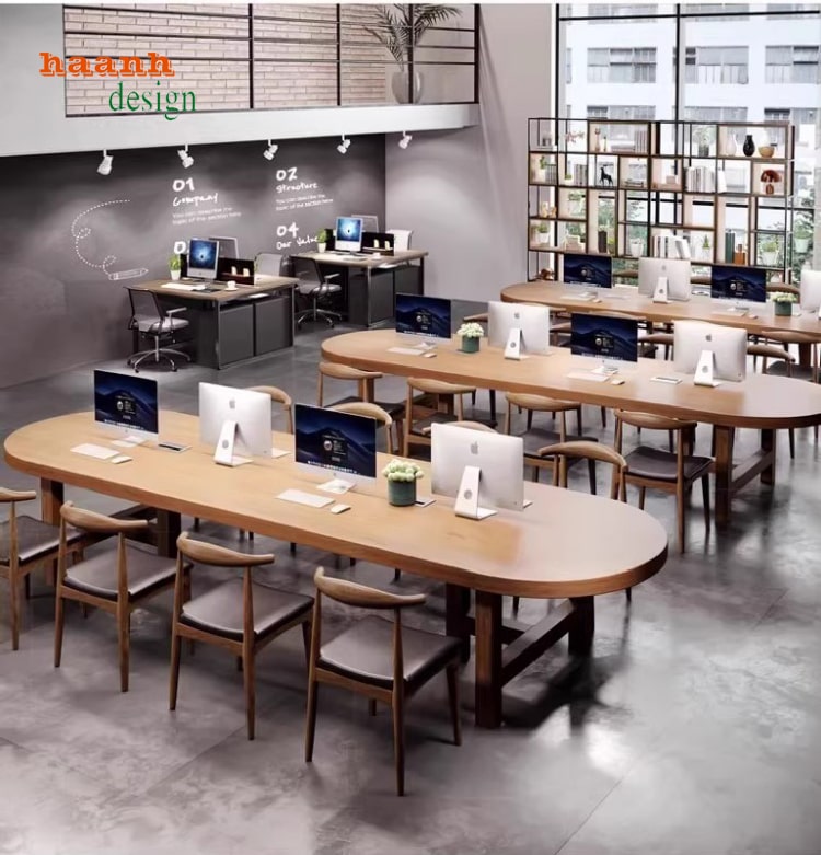 bố trí bàn ghế họp gỗ tự nhiên trong văn phòng công ty