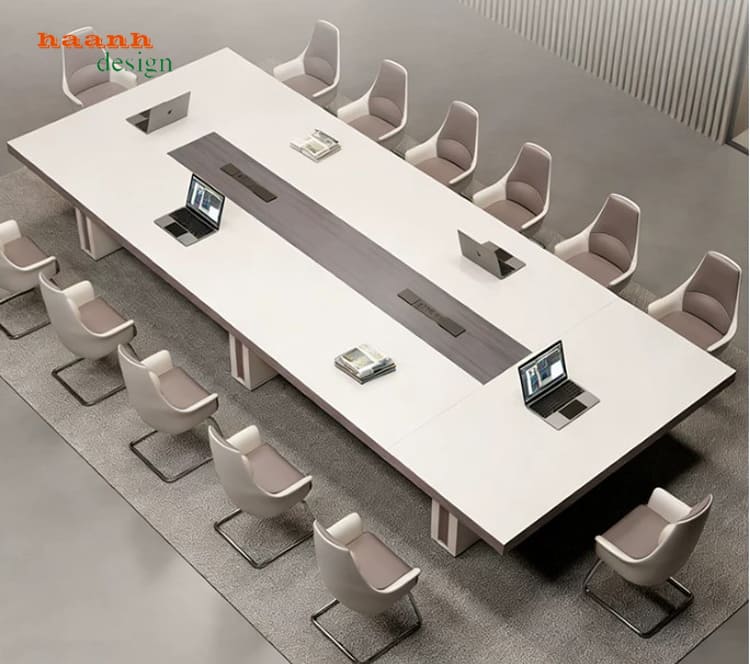 Tổng thể bàn PHH 018 từ trên cao Bàn họp gỗ công nghiệp hiện đại nhìn từ trên cao
