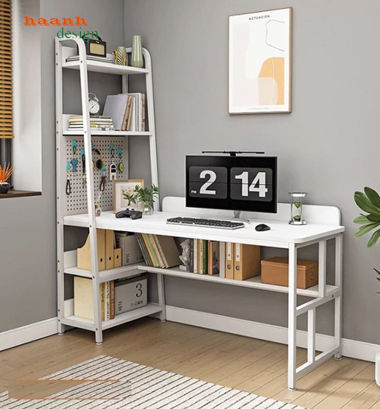 Bàn làm việc bằng sắt đẹp kết hợp gỗ melamine