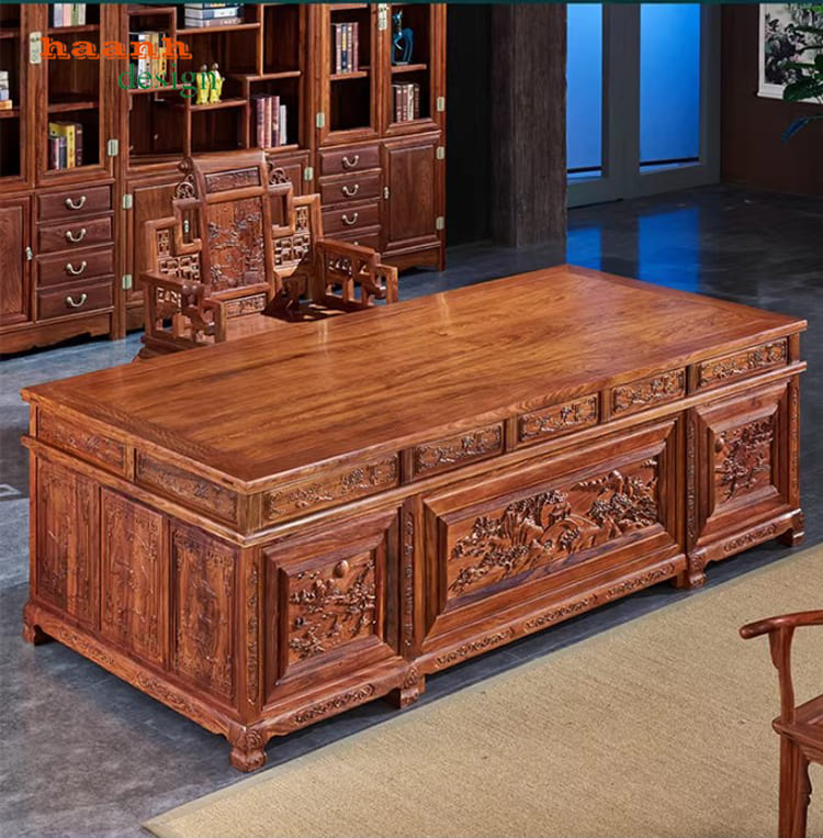 nội thất phòng lãnh đạo gỗ giả cổ cao cấp sang trọng