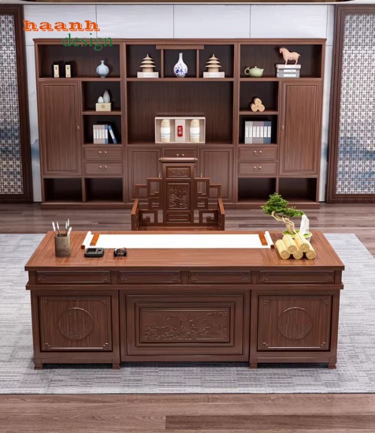 bàn làm việc lãnh đạo đẹp phong cách giả cổ