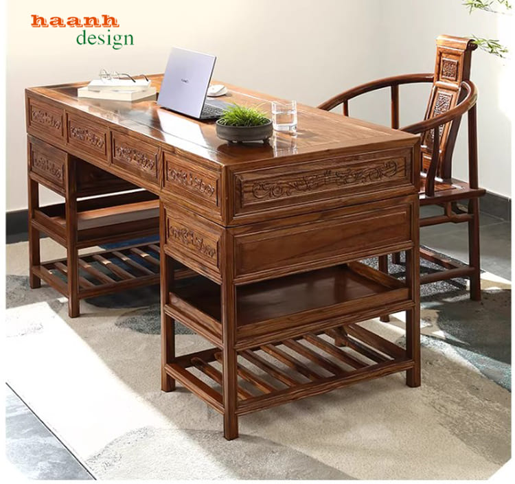 bàn làm việc lãnh đạo kiểu trung hoa chạm khắc