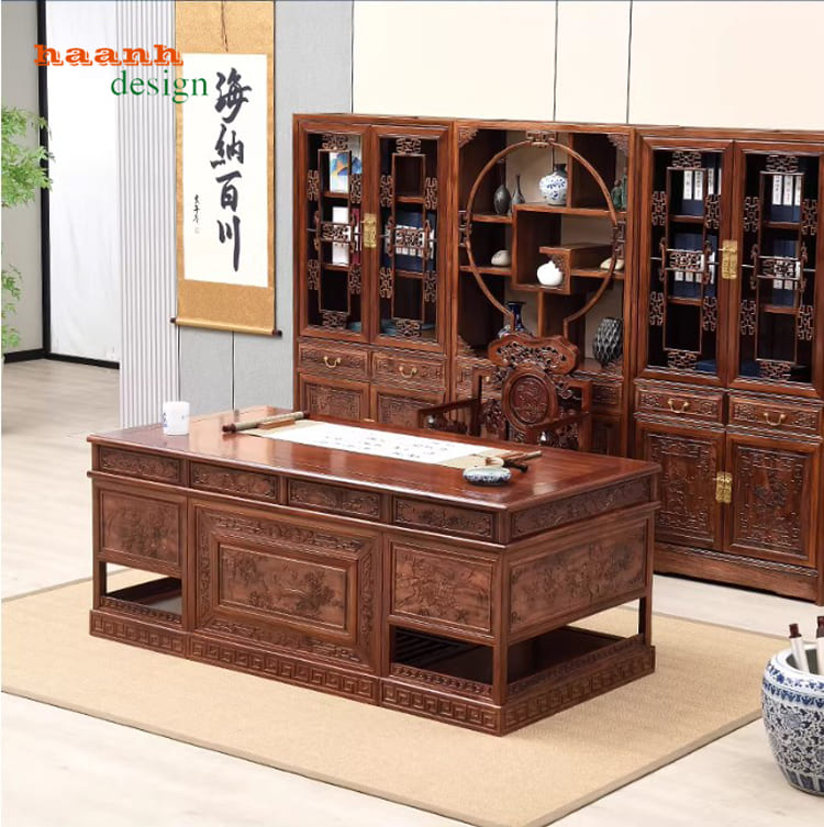 mẫu bàn làm việc gỗ đẹp sơn PU Inchem Mỹ