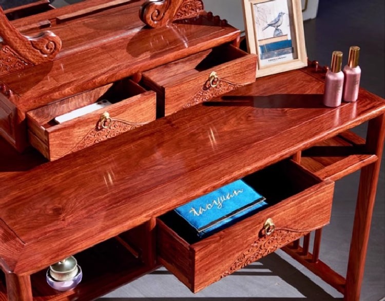 bộ bàn trang điểm gỗ cao cấp đặt trong phòng ngủ
