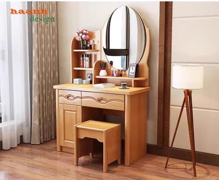 Bàn phấn gỗ sồi tự nhiên với lớp sơn PU Inchem cao cấp