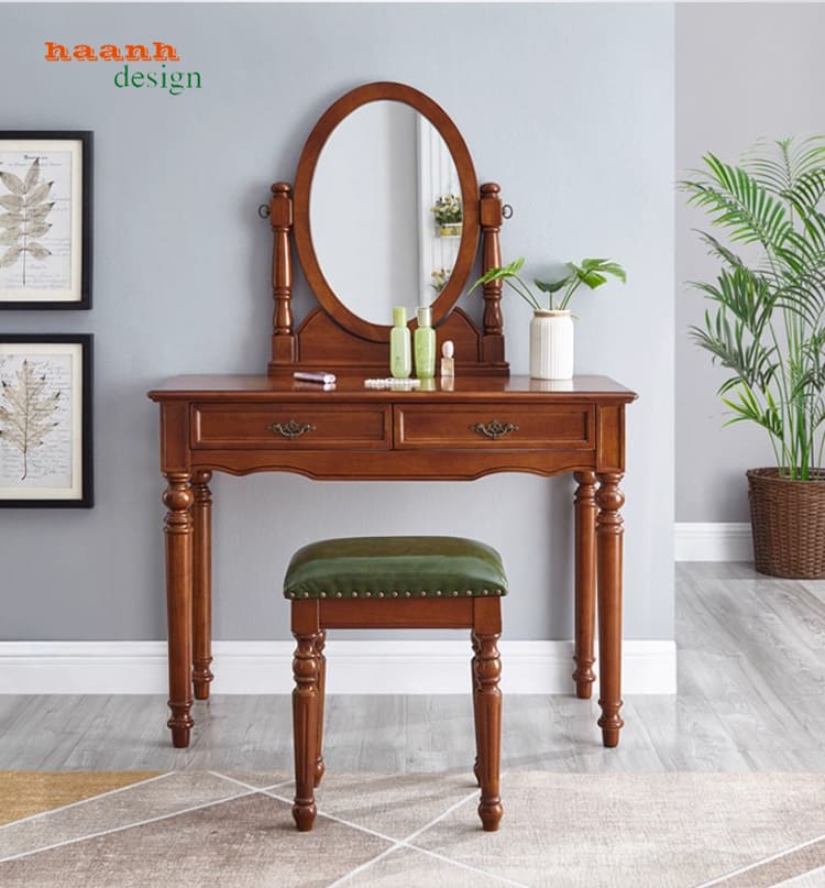 bàn trang điểm gỗ sồi cao cấp phủ sơn pu inchem mỹ