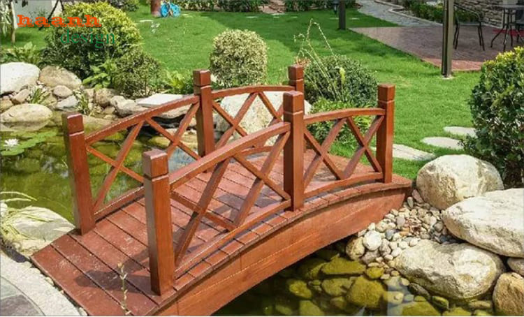 Cầu ngoài trời gỗ Teak tự nhiên phong cách hiện đại