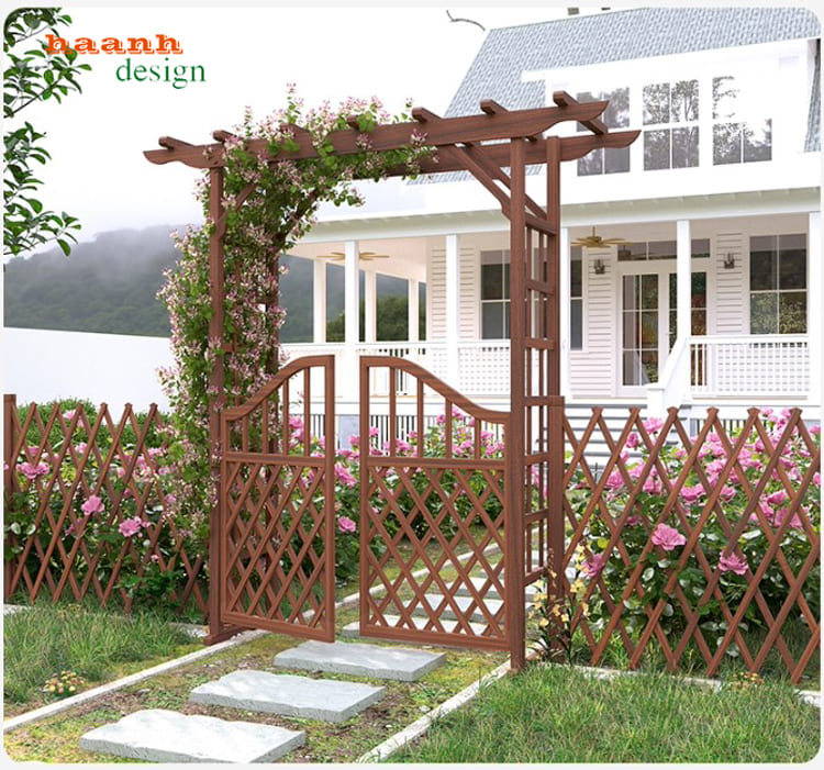 cổng gỗ teak ngoài trời cao cấp