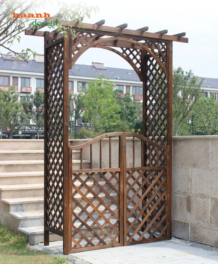 Cổng gỗ ngoài trời hiện đại cho biệt thự và resort-CVM 009
