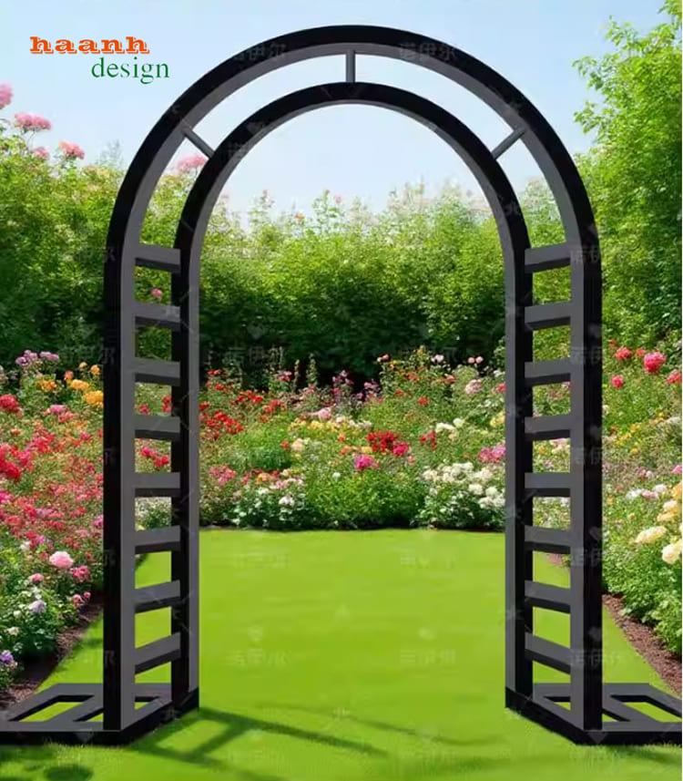 vòm cổng sắt đẹp sân vườn cây leo