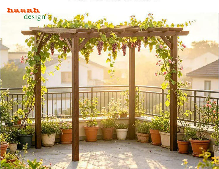 Dàn gỗ trang trí sân vườn khung mở nhiều kích thước - DGT 006