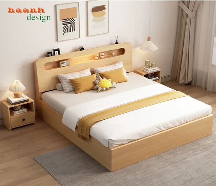 Giường trẻ em gỗ công nghiệp đầu giường hộc mở - GDC 007