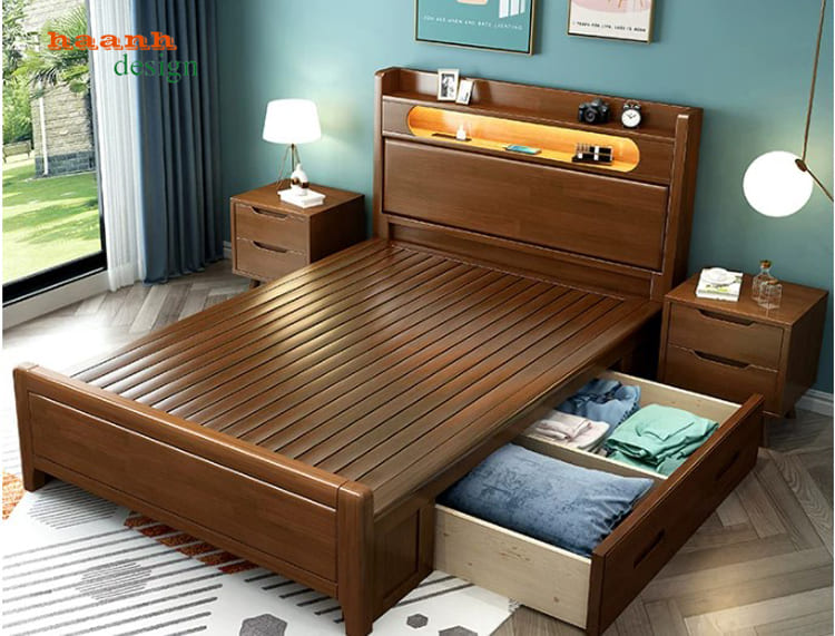 Giường đơn trẻ em gỗ tự nhiên thiết kế tiện dụng - GND 017