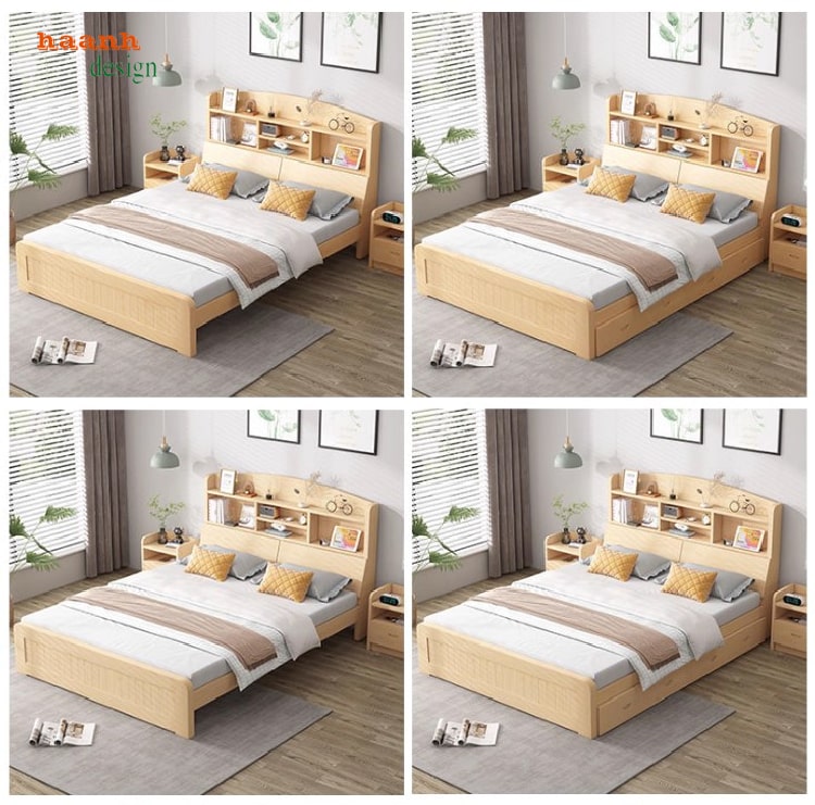 giường gỗ ép công nghiệp có ngăn kéo