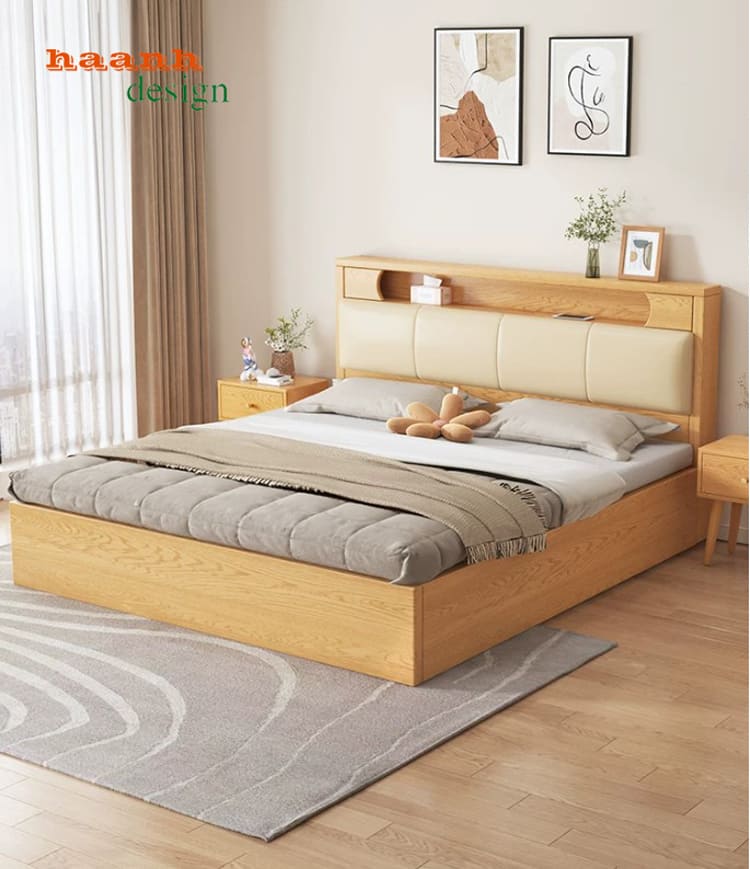 Giường Ngủ Gỗ Công Nghiệp Đẹp Thiết Kế Tối Giản Hiện Đại-GNH 009