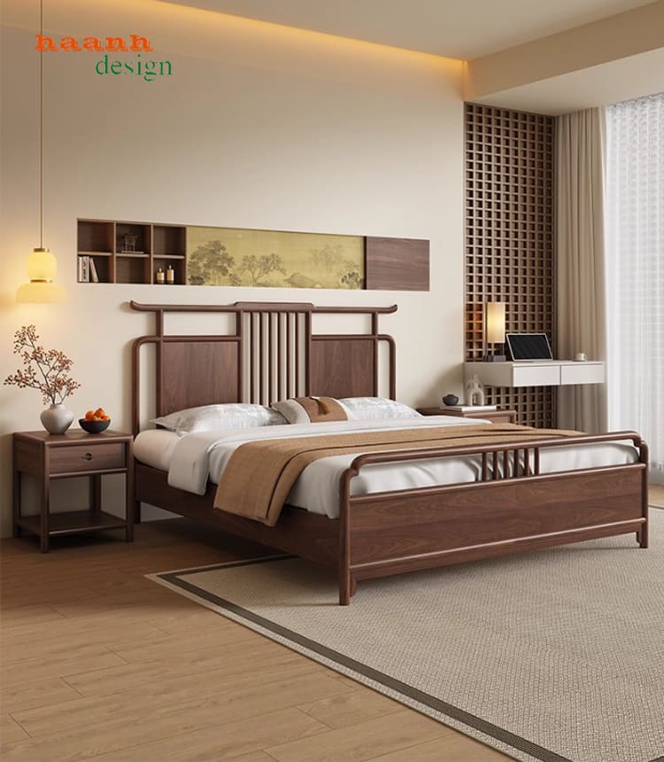 Lý Do Mẫu Giường Gỗ Cao Cấp Gỗ Óc Chó Được Ưa Chuộng-GNC 011