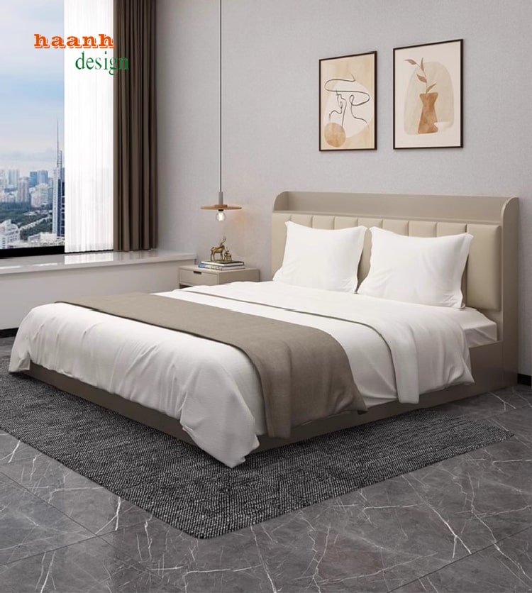 mẫu giường ngủ khách sạn hiện đại tiện ích