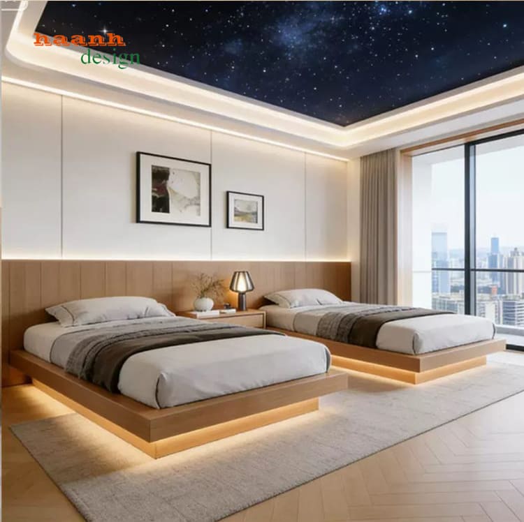 mẫu giường khách sạn đẹp thiết kế đầu giường hiện đại