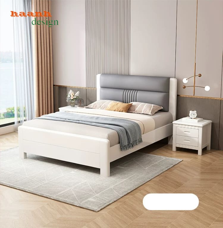 Giường GNK 012 màu trắng trong không gian phòng ngủ Giường GNK 012 màu trắng trong không gian phòng ngủ