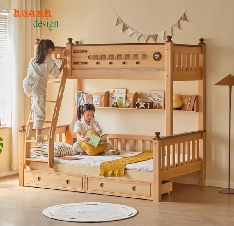 Mẫu giường tầng cho bé hiện đại, tiện ích công năng.