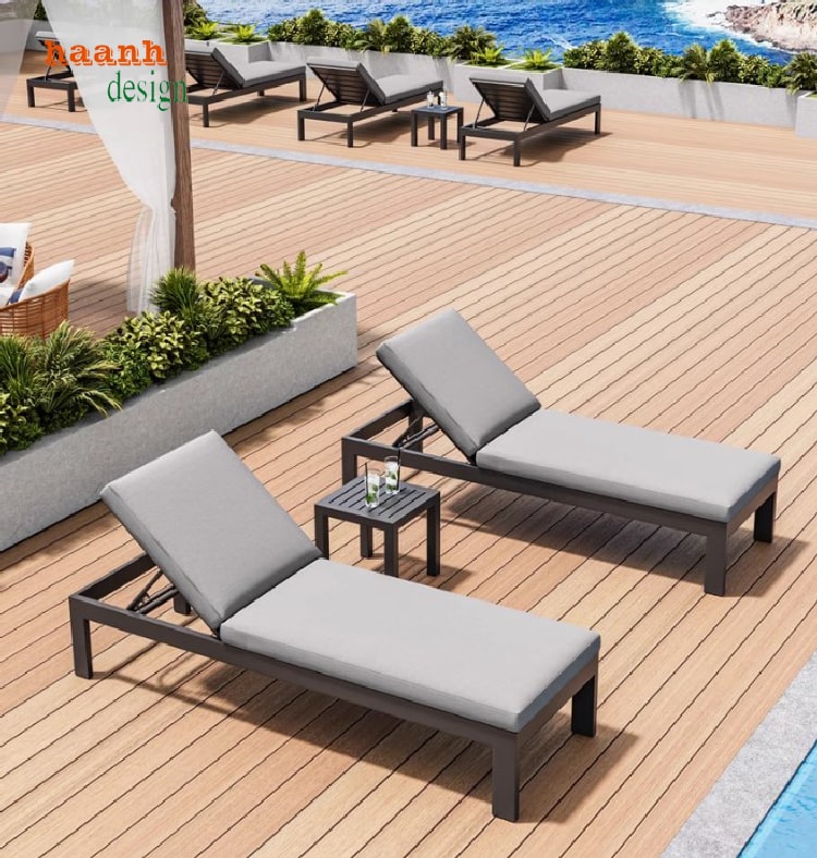 giường tắm nắng gỗ teak tự nhiên chống uv