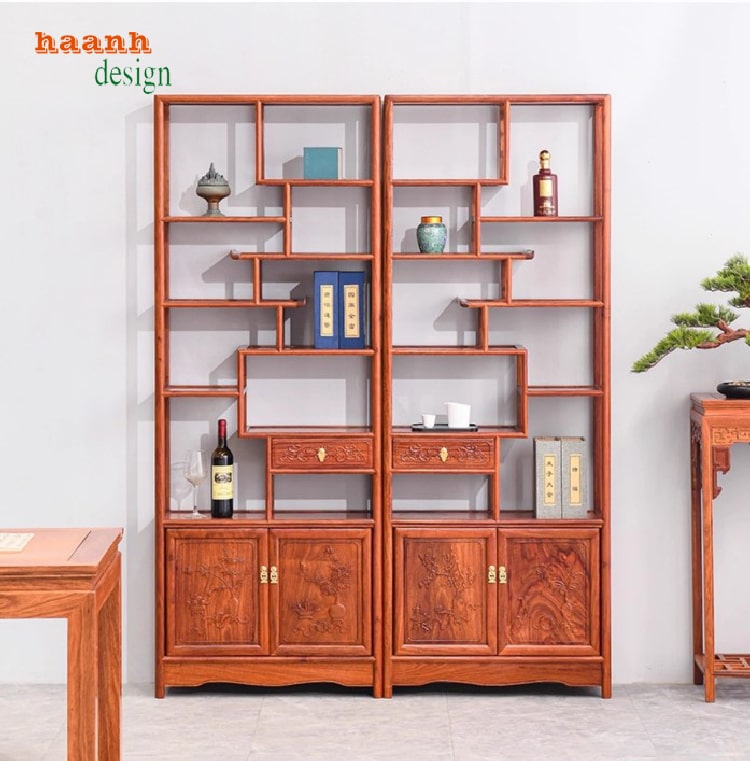 mẫu kệ gỗ phòng khách đẹp bằng gỗ cẩm lai