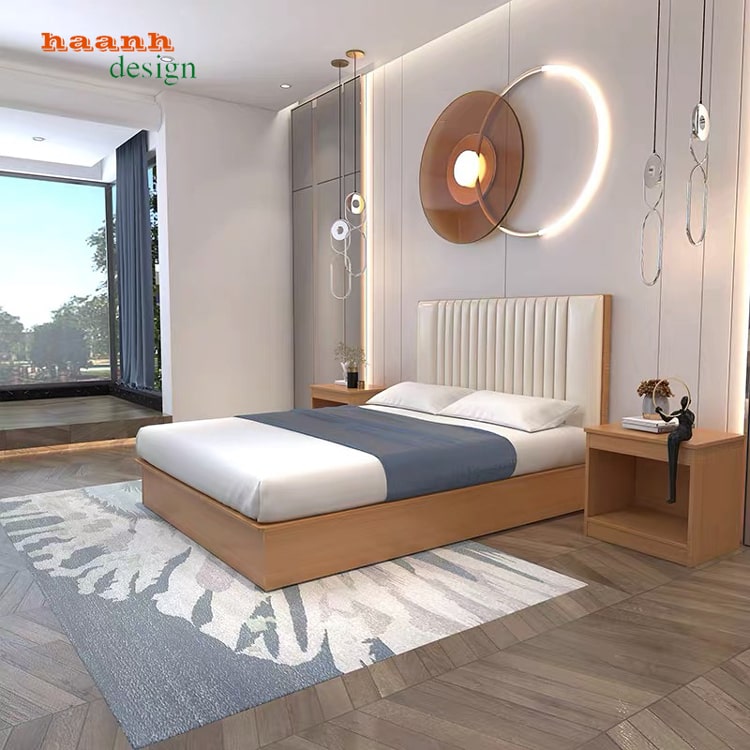 Giường ngủ khách sạn gỗ công nghiệp GNN001