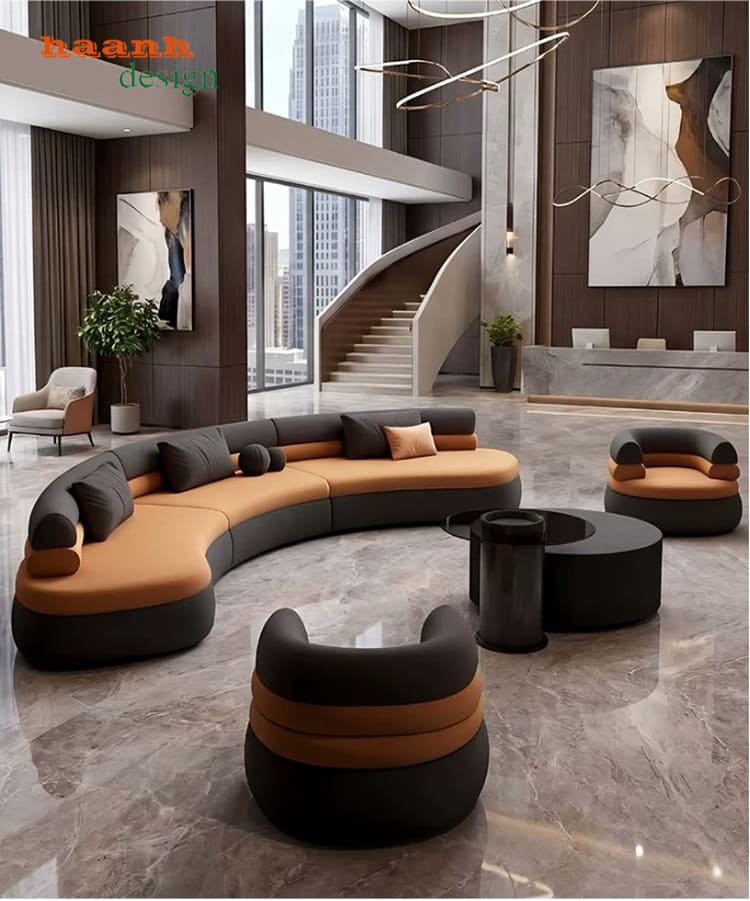 Sofa khách sạn dáng cong hiện đại cho sảnh - SFK 011