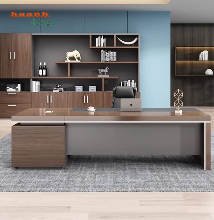 bàn làm việc giám đốc hiện đại có led trang trí