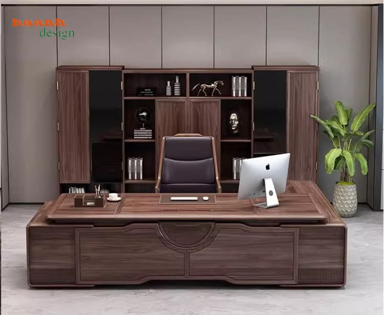 bàn làm việc lãnh đạo gỗ sồi veneer cao cấp