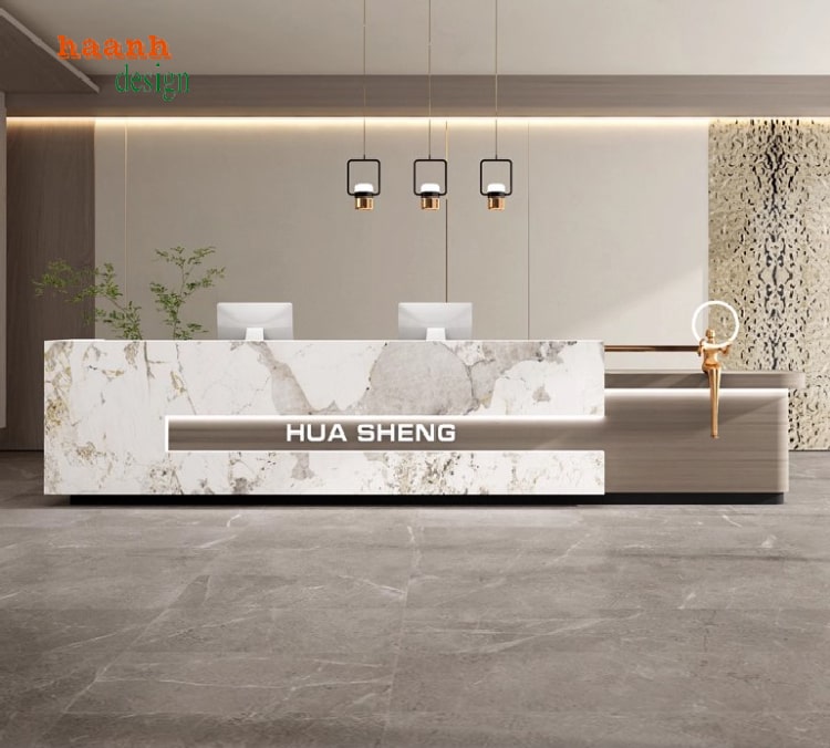 quầy lễ tân đẹp bằng gỗ MDF chống ẩm phủ melamine