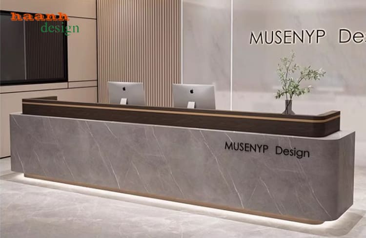 bàn lễ tân văn phòng ốp nhựa giả đá sang trọng