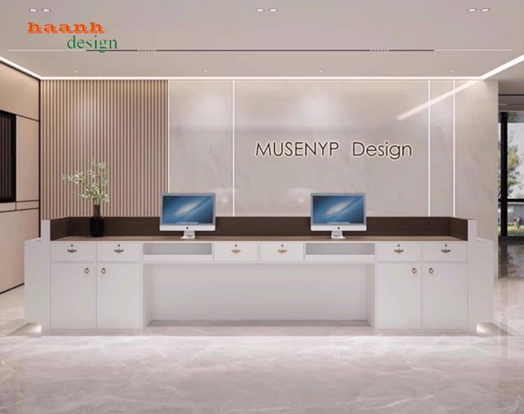 mẫu quầy lễ tân bo góc hiện đại