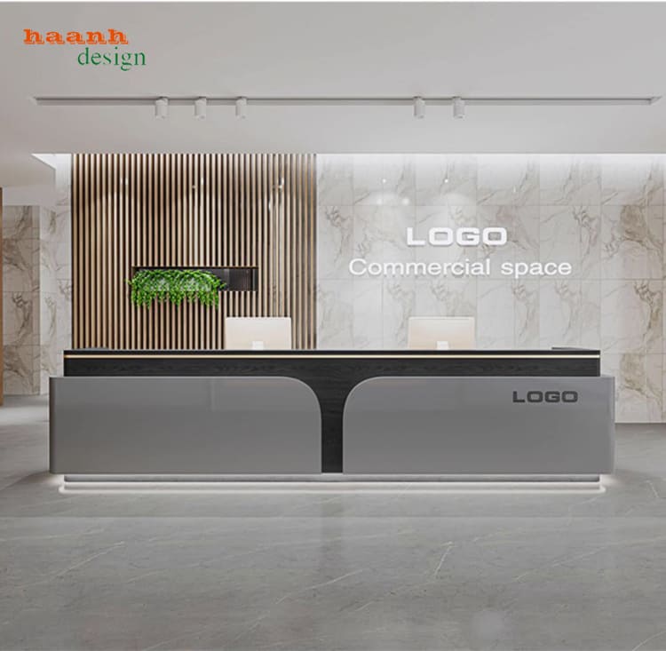 quầy tiếp tân hiện đại bằng gỗ công nghiệp chống ẩm