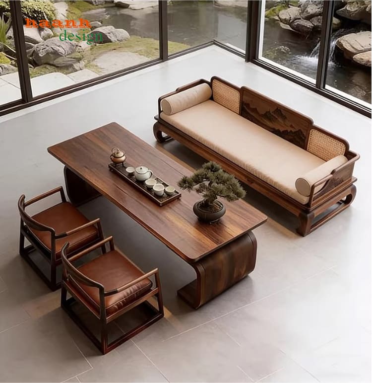 bàn ghế sofa gỗ