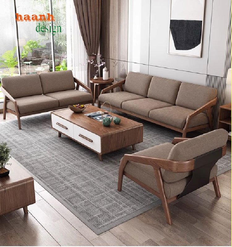 Sang trọng bàn ghế sofa gỗ phòng khách hiện đại-SFH 008