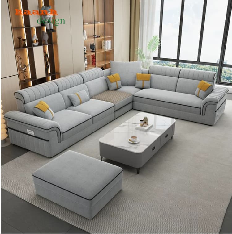 sofa phòng khách hiện đại khung gỗ sồi tự nhiên