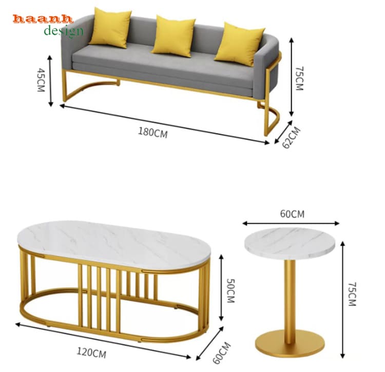 Kích thước sofa và bàn SFS 013 Kích thước ghế ba chỗ và bàn đi kèm SFS 013
